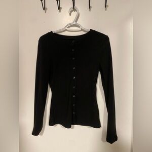 Black Long Sleeve Button Up Cardigan - L